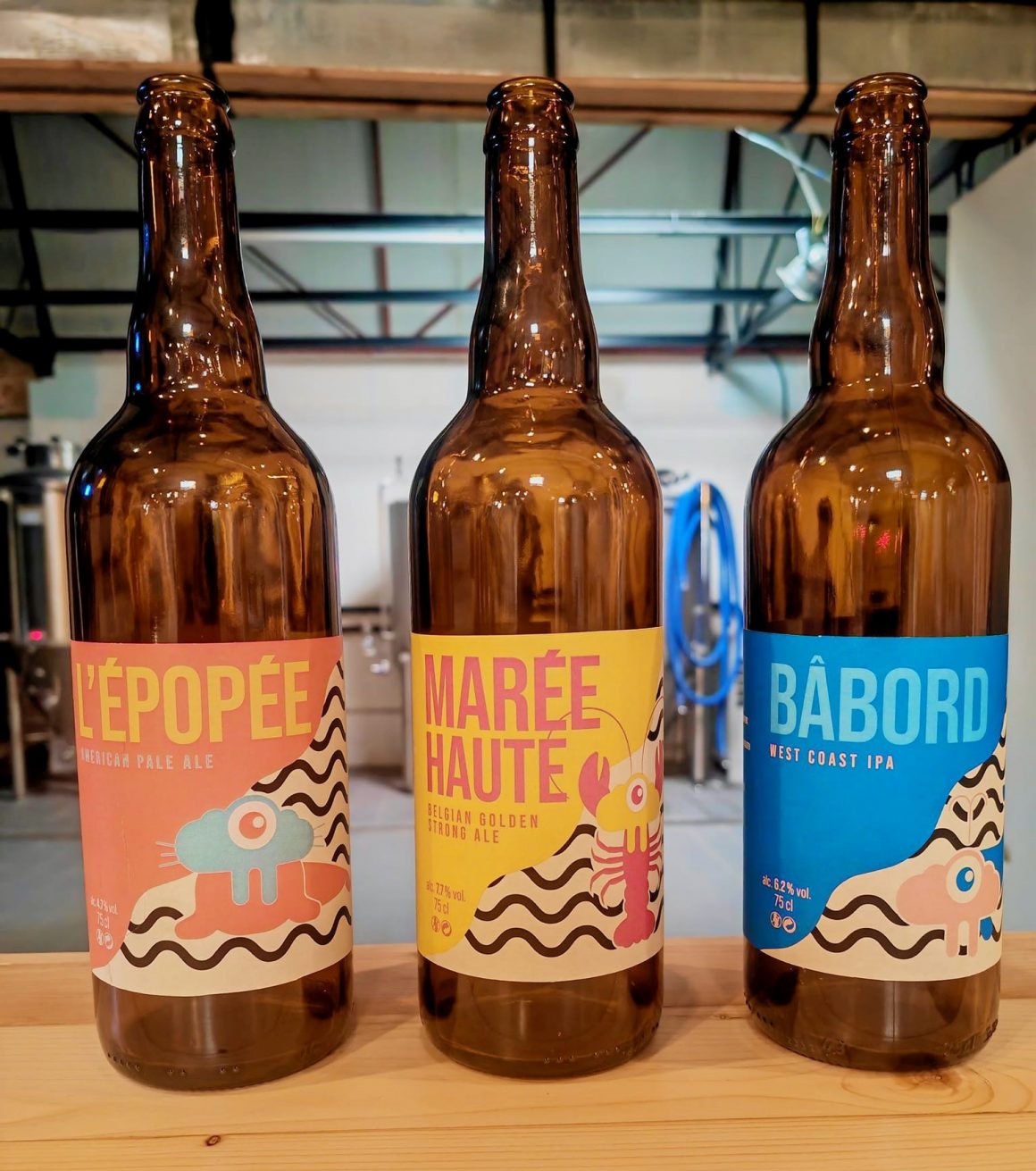 Les 3 bières de la brasserie Bon Vent : L'Epopée, la Marée Haute et la Bâbord